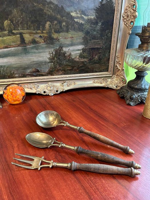 MA346 Set de 3 instrumente de alama decorative lingura, sosiera, furc