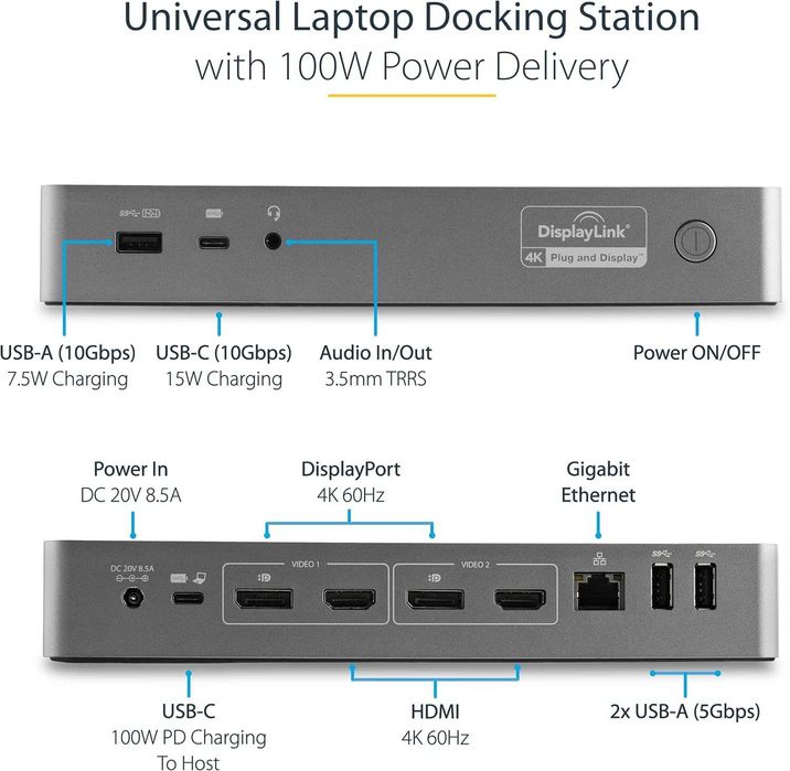 Docking Station StarTech Hybrid 100W PD