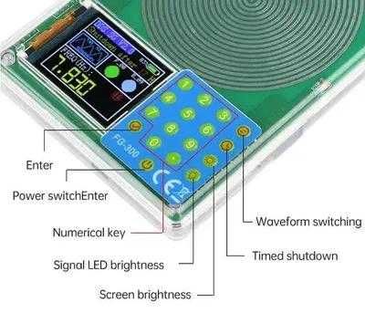 1000mA Батерия DDS Генератор на Шуман 7.83Hz 1.8" LCD 0.001Hz~200KHz