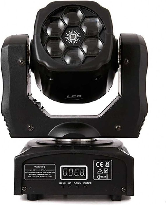 Преносими LED сценични светлини с движеща се глава (6x12W + лазер)