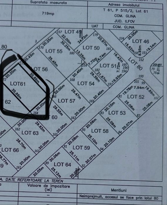 Teren 719 mp – Lângă Lacul Glina & A0 – Investiție sigură – 150€/mp