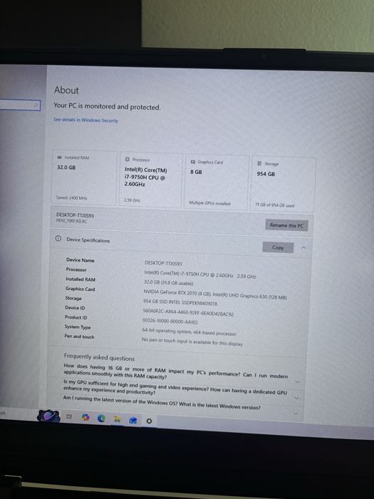 Clevo Gaming• i7-9750H• 32gb ram• RTX 2070• 1Tb SSD• 17,3” 144Hz