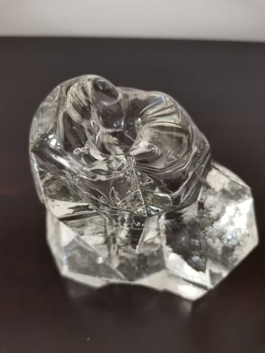 Vază soliflor bloc de cristal paperweight sfesnic Mid Century Walther