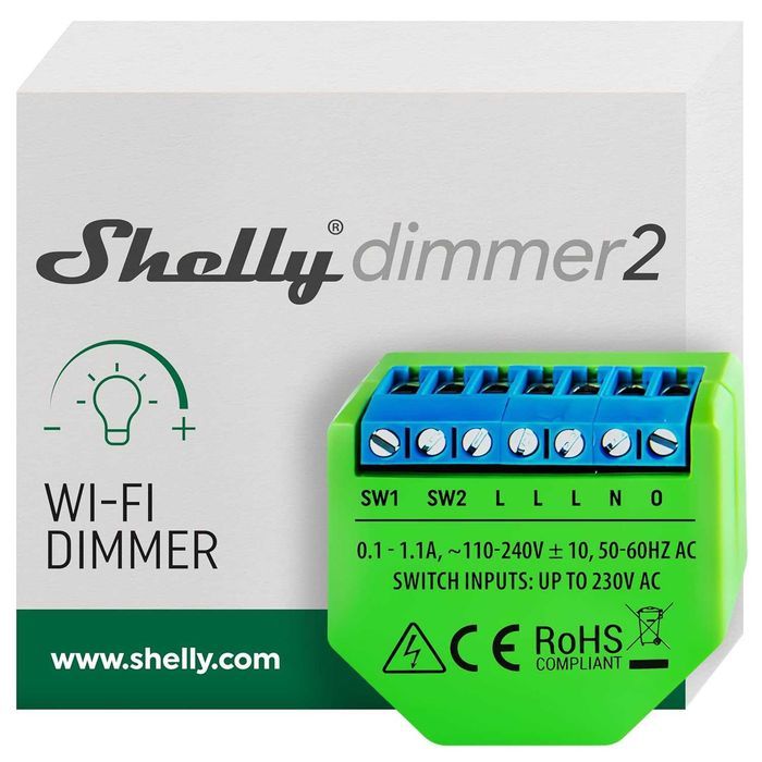 Shelly Dimmer 2 | Întrerupător inteligent WiFi cu variator de intensitate luminos