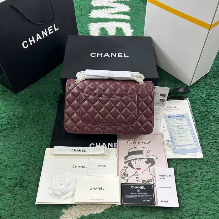 Chanel Classic Flap / Classic 11.12 Burgundy Lambskin Gold Hardware