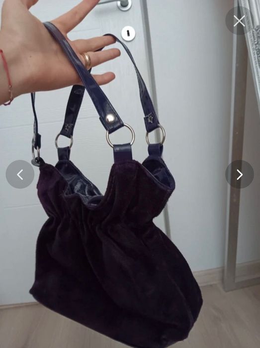 Geanta poseta piele intoarsa veritabila