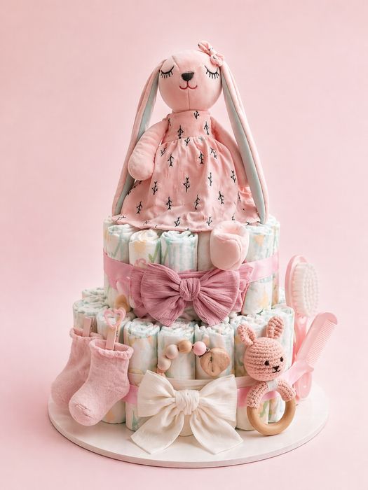 Голяма Торта от памперси и аксесоари за бебе