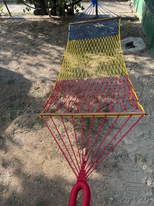 Hamac tricolor impletit manual plus legaturi