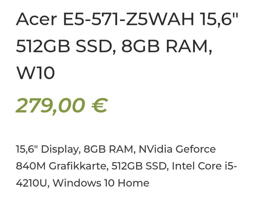 Laptop Acer E5-571 model Z5WAH