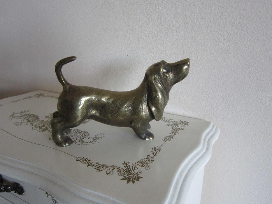 cadou rar Caine Viena 1960 Dachshund Teckel handmade bronz masiv