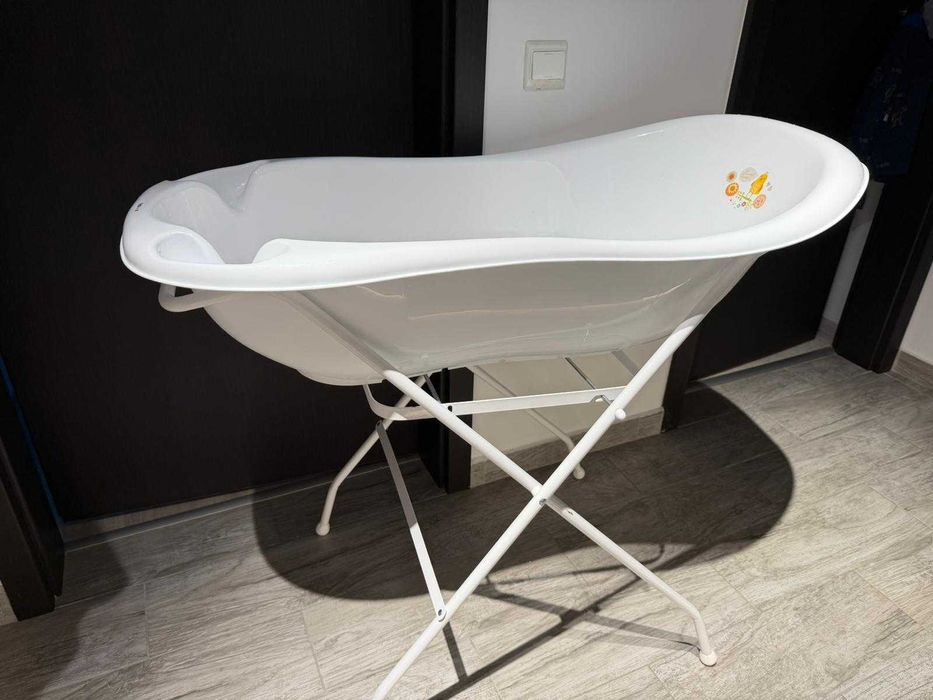 Set Cadita Folk 102cm cu Suport metalic si Suport Anatomic Alb