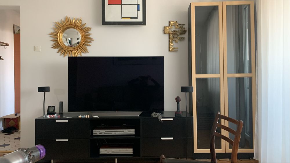 comoda tv neagra mata 180cm