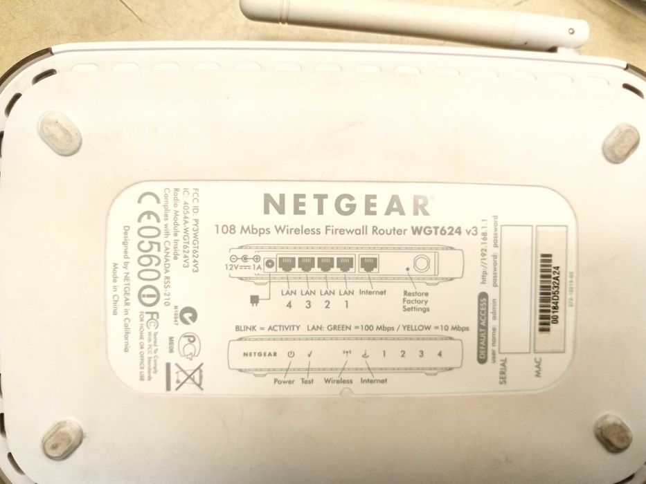 рутер Netgear WGT624 v3 оригинално зарядно и кутия WiFi WLAN интернет