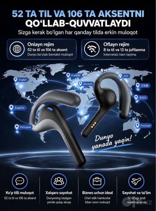 Переводчик Timekettle w4 pro. Ai tarjimon naushnik.Translator earbuds.