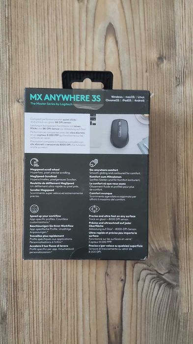Mouse wireless Logitech MX Anywhere 3S, 2.4GHz&Bluetooth, Silent, Scroll MagSpeed, Multidevice, USB-C, Negru Grafit
