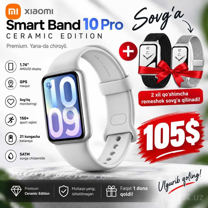 Xiaomi Mi Band 10 Pro Ceramic Edition NFC YANGI