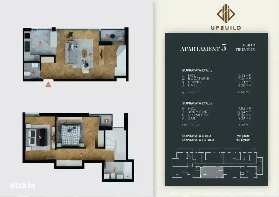 Apartament 3 Camere tip Duplex Finisaje Lux Decebal Birou Dezvoltator