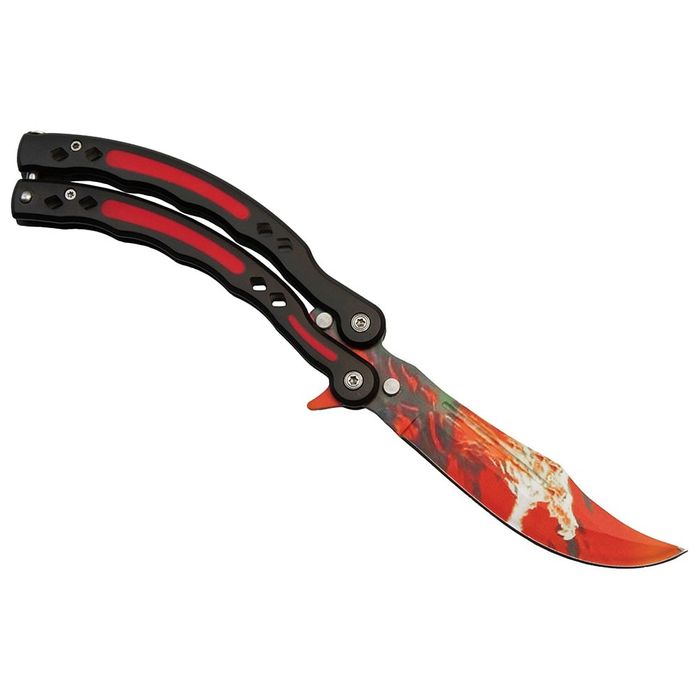 Briceag fluture antrenament Fire Demon, otel inoxidabil, 24.5 cm, rosu