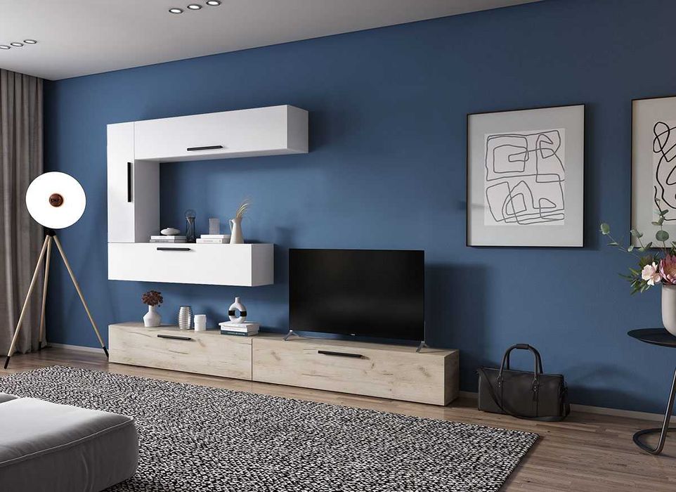 Living Pati 035 - Mobila Sufragerie Alba + Stejar