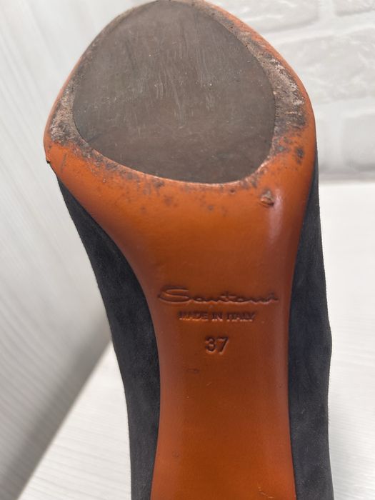 Santoni Suede Block Heel Pumps