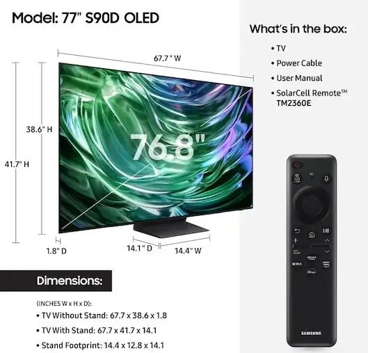 Телевизор samsung QD 83 OLED S90D 85" 4K Smart TV (2024) + гарантия