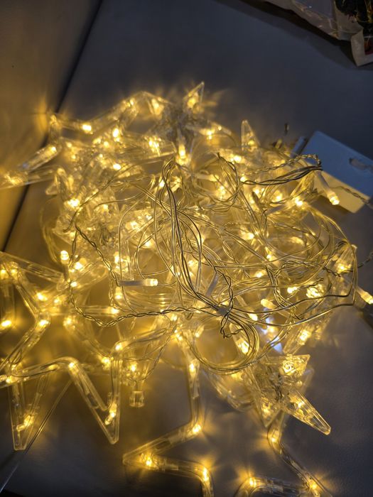 Светящаяся гирлянда-звёзды, тёплый свет, как новая