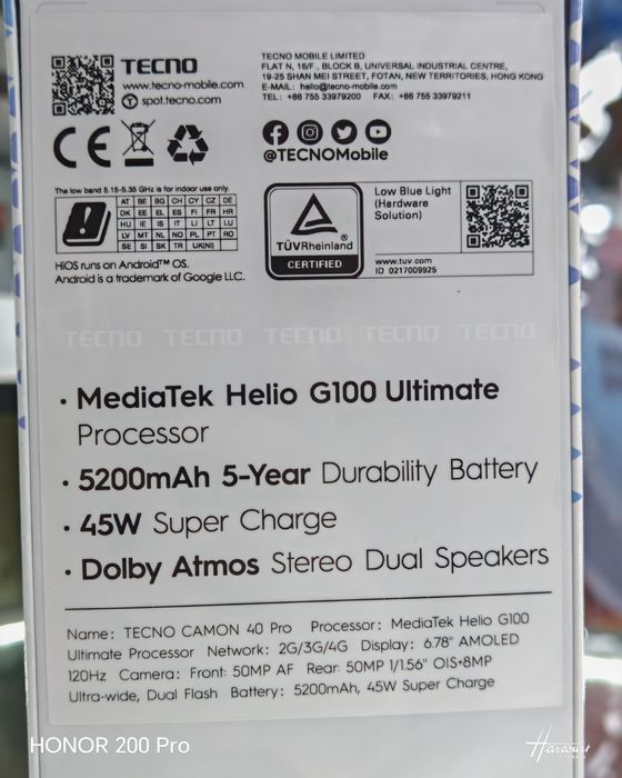 Tecno Camon 40 Pro 4g официалка