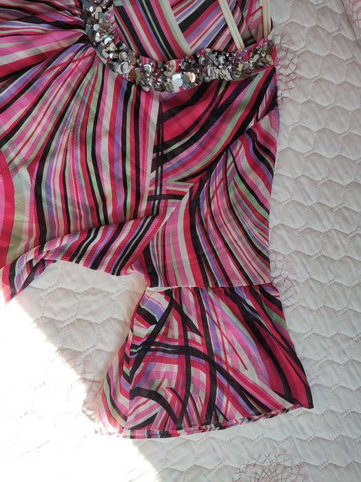 Дамски пъстър комплект от потник и туника