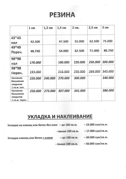 Резиновое покрытие на пол. Листовое