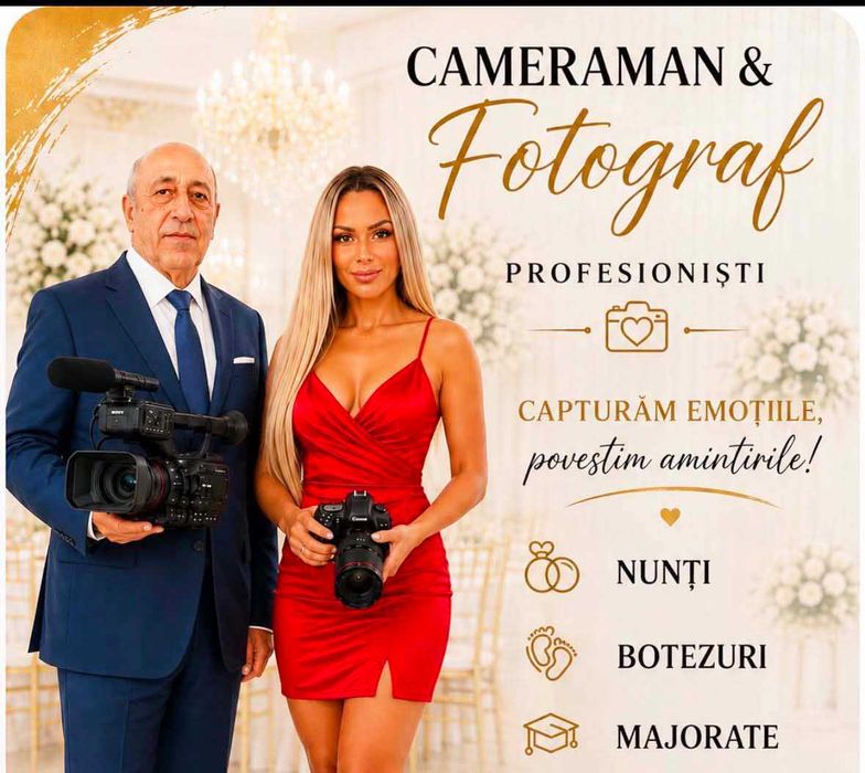 Fotograf/cameraman filmez hd  și 4k  nunti, boteze, si alte evenimente
