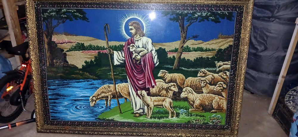 Carpeta cu Isus si oile inramata dimeniune 150/100