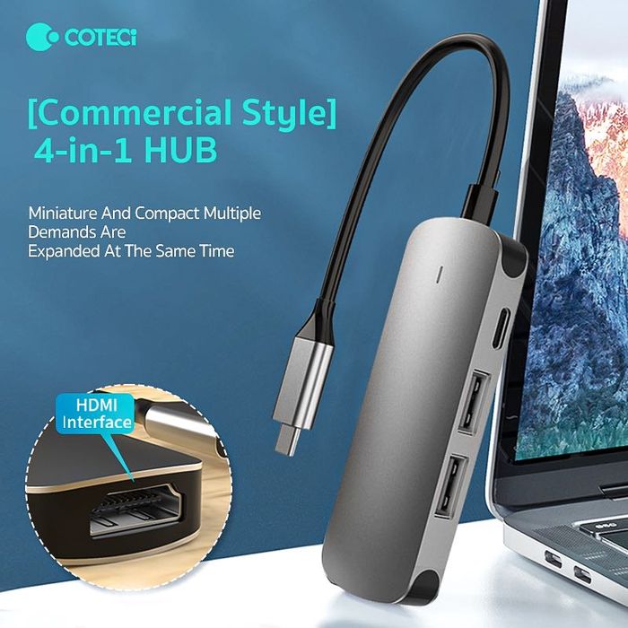 COTECi 4in1 HUB Type-C To USB3.0+USB2.0 ( MacBook iPad usb Hub)