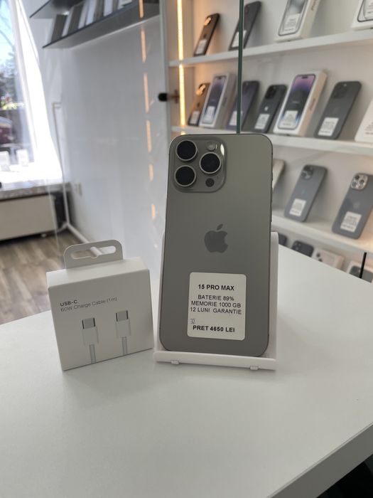 Magazin: iPhone 15 Pro Max, 1tb, 89%, GARANTIE