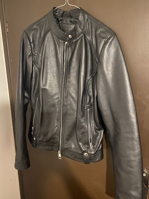 Кожено яке RESERVED, черно, естествена кожа