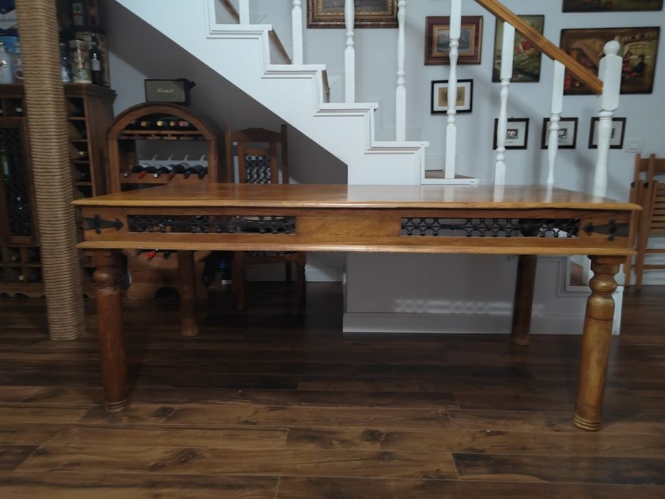 Vand masa living lemn masiv si fier forjat Indiana