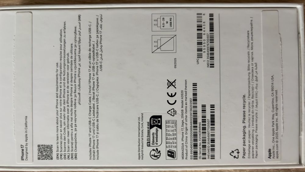 iPhone 17 – 256 GB – Sage - stare impecabilă