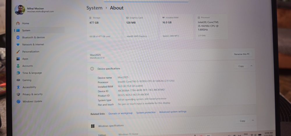 Laptop business Huawei D14 I5