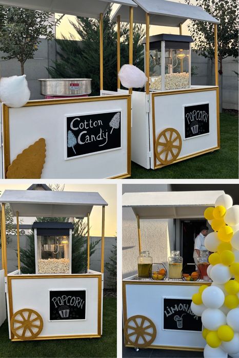 Pop corn,  vata pe bat si limonada