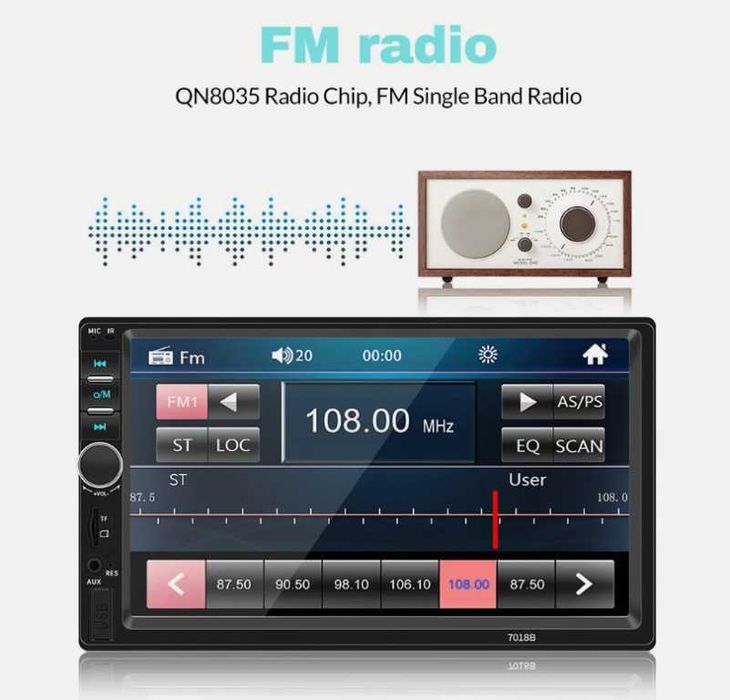Mултимедия с 7 инчов touchscreen HD Mp5 с камера за задно виждане.