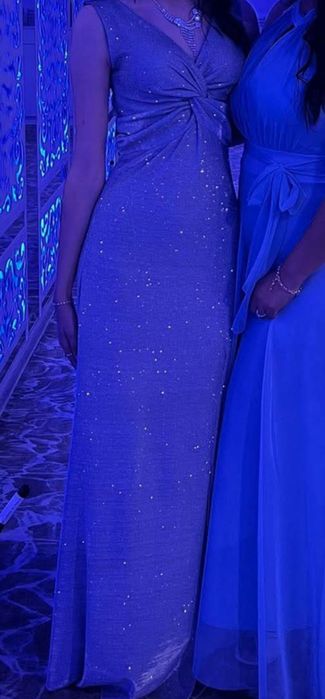 Официална рокля в сребристо сиво