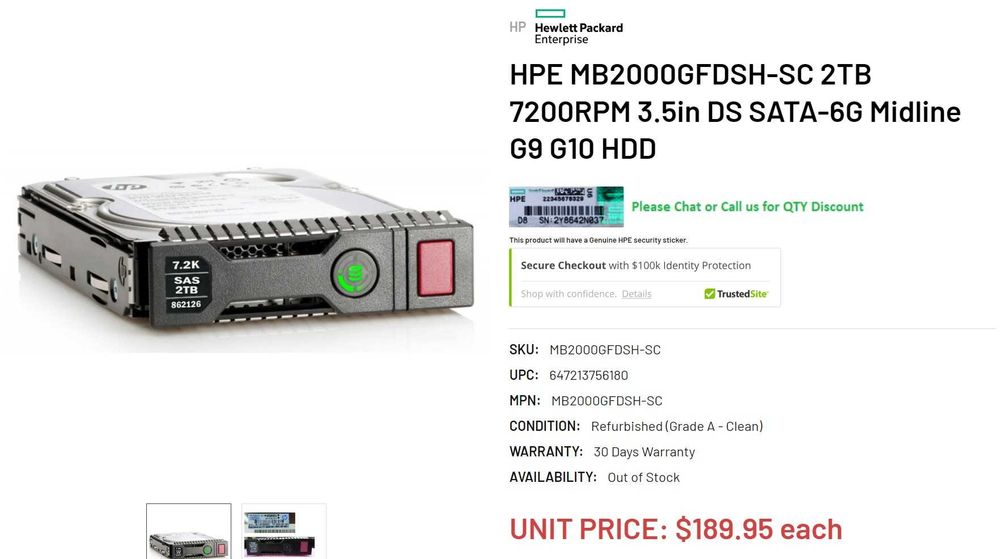 Твърд диск 2TB HDD HP Enterprise