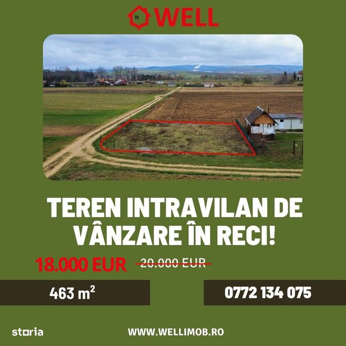 Teren intravilan de vânzare în Reci!