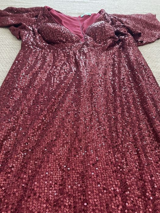 Rochie lungă vișinie cu paiete – Toleen (mărimea 2XL)