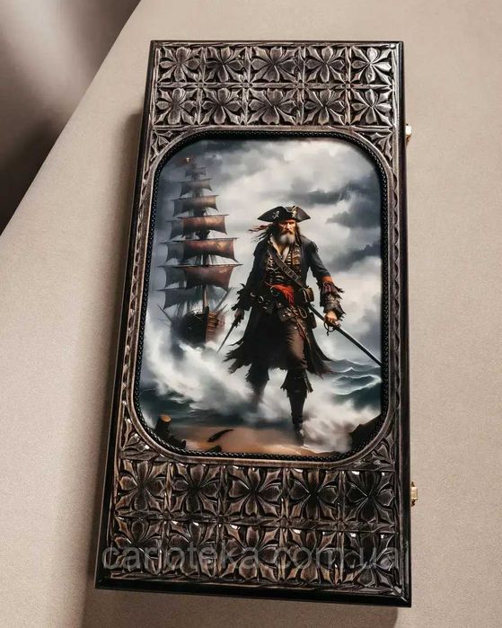 Нарди от масивно дърво с резба – ръчна изработка 58×28 см 7.5 кг