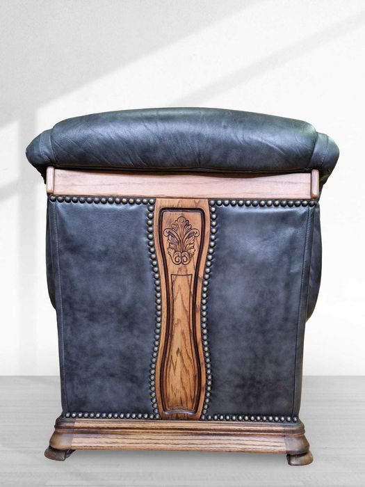 Холова гарнитура от естествена кожа и масивен дъбов корпус