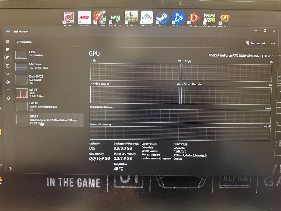 Лаптоп Alienware M17 R2 i9-9980HK 16GB ddr4 rtx 2080 8GB