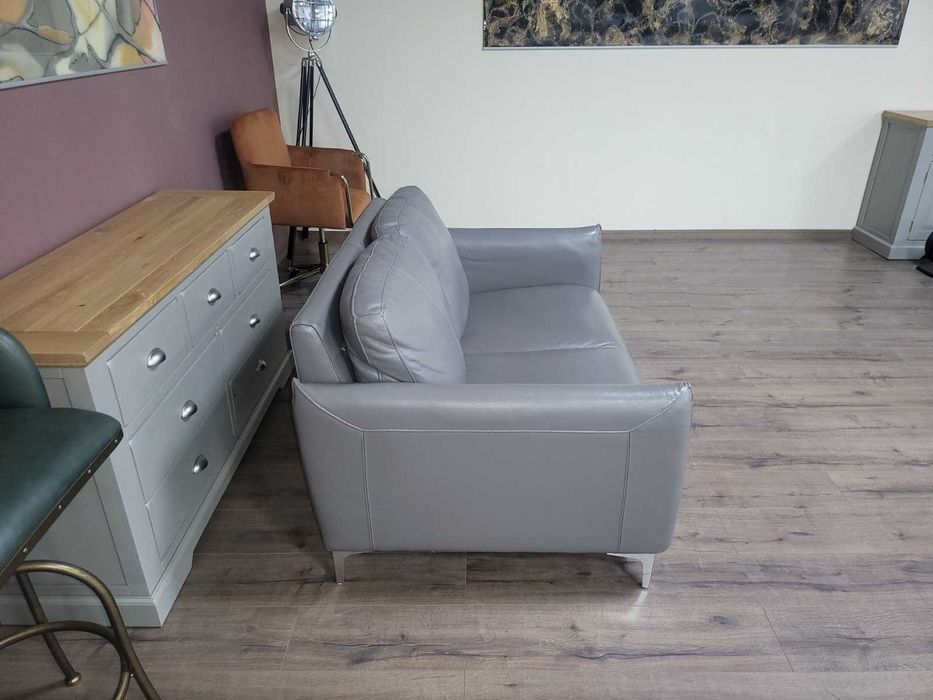 ПРОМОЦИЯ!!! Дизайнерски сив кожен диван двойка