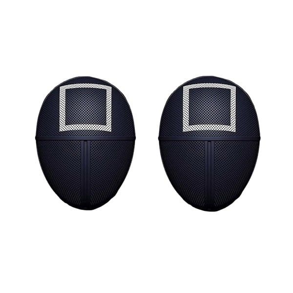 Set doua masti pentru carnaval, Squid Game, Patrat, Negru