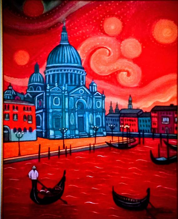 Tablou pictat manual VENETIA  40x50 cm