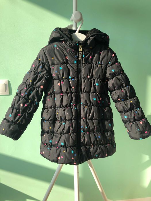 Детско зимно яке на цветни сърчица